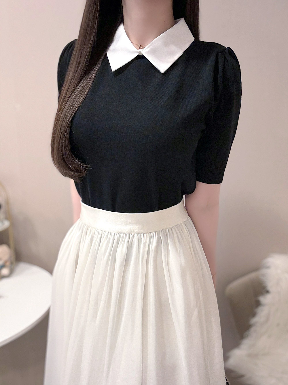 配色カラーパフスリーブニット | 詳細画像9