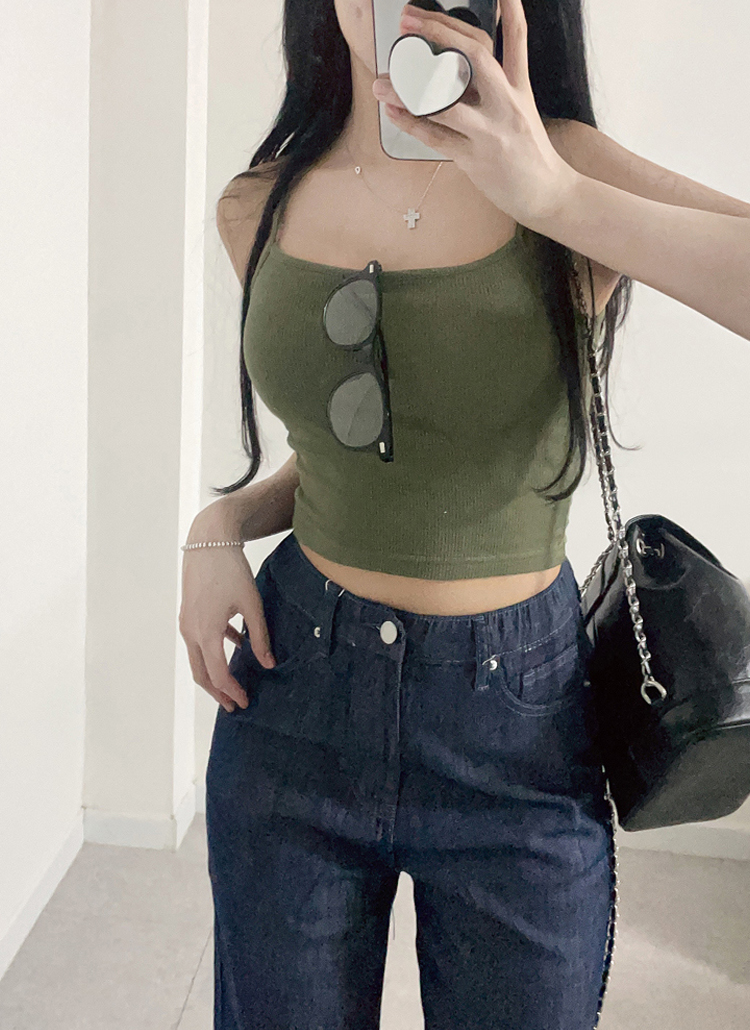 カップベーシッククロップドスリムキャミソール | レディース