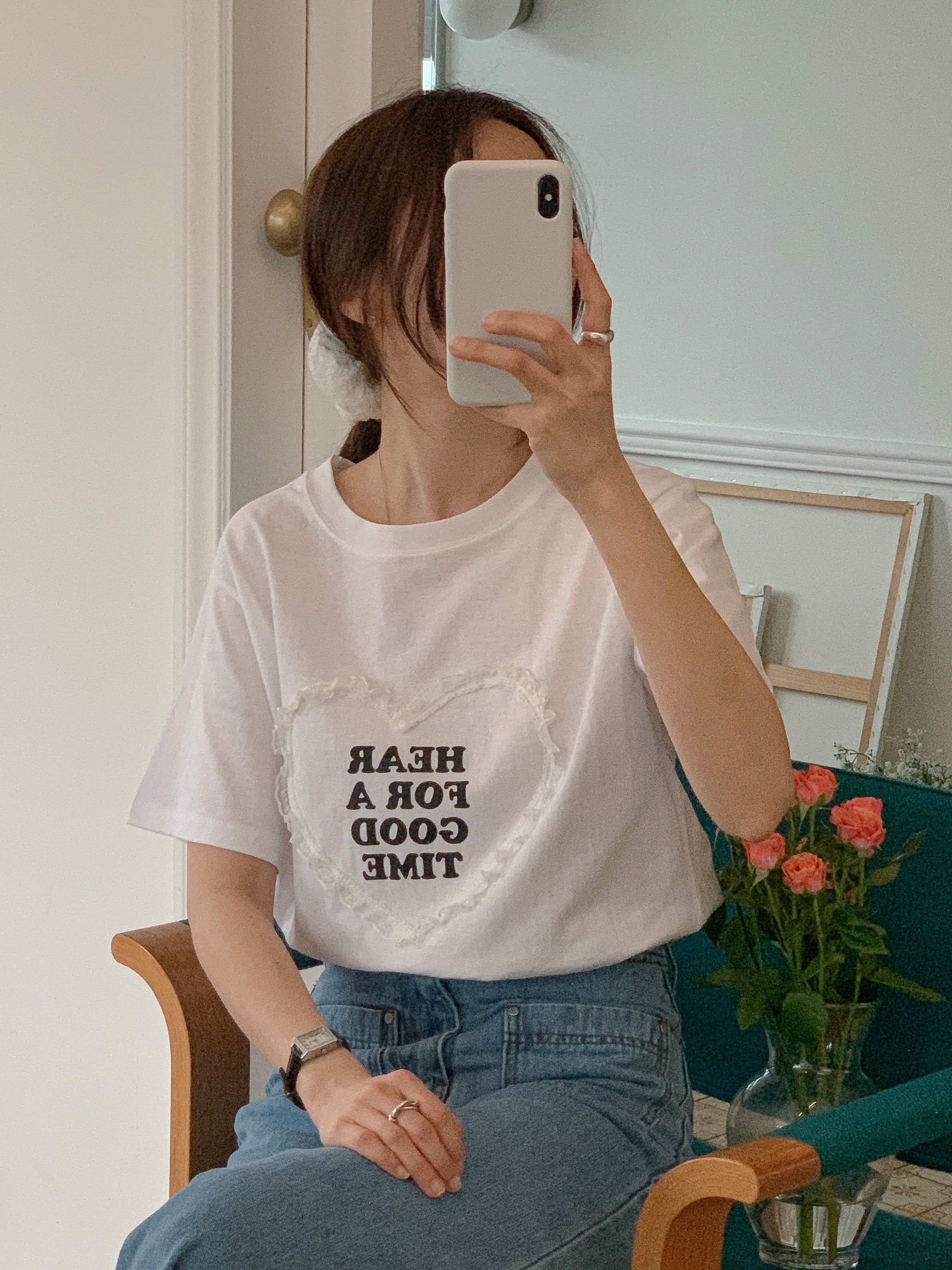 ラウンドネック半袖ロゴレースTシャツ | 詳細画像2