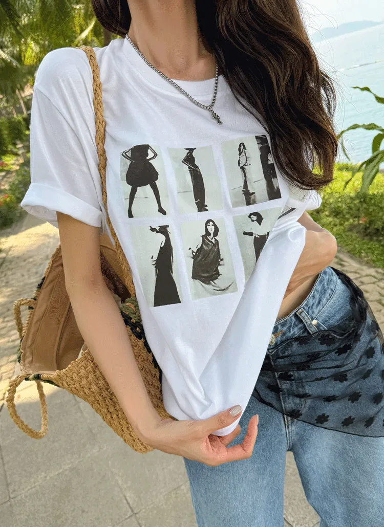 半袖ラウンドネックプリントTシャツ | vivaluv | 詳細画像1