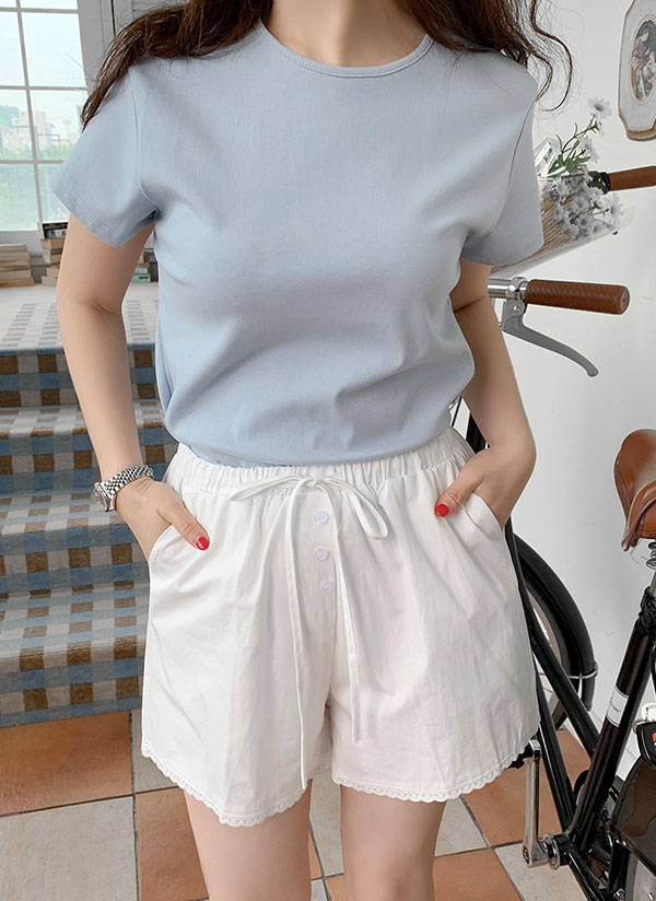 【関税込み】AURALEE ベージュ ドローストリング ショートパンツ レースボタンドローストリングウエストゴムショートパンツ