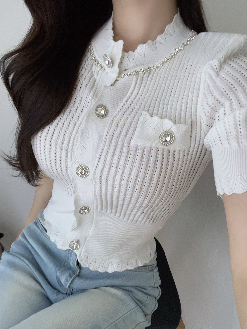 ビジュー半袖ニットカーディガン | 詳細画像8