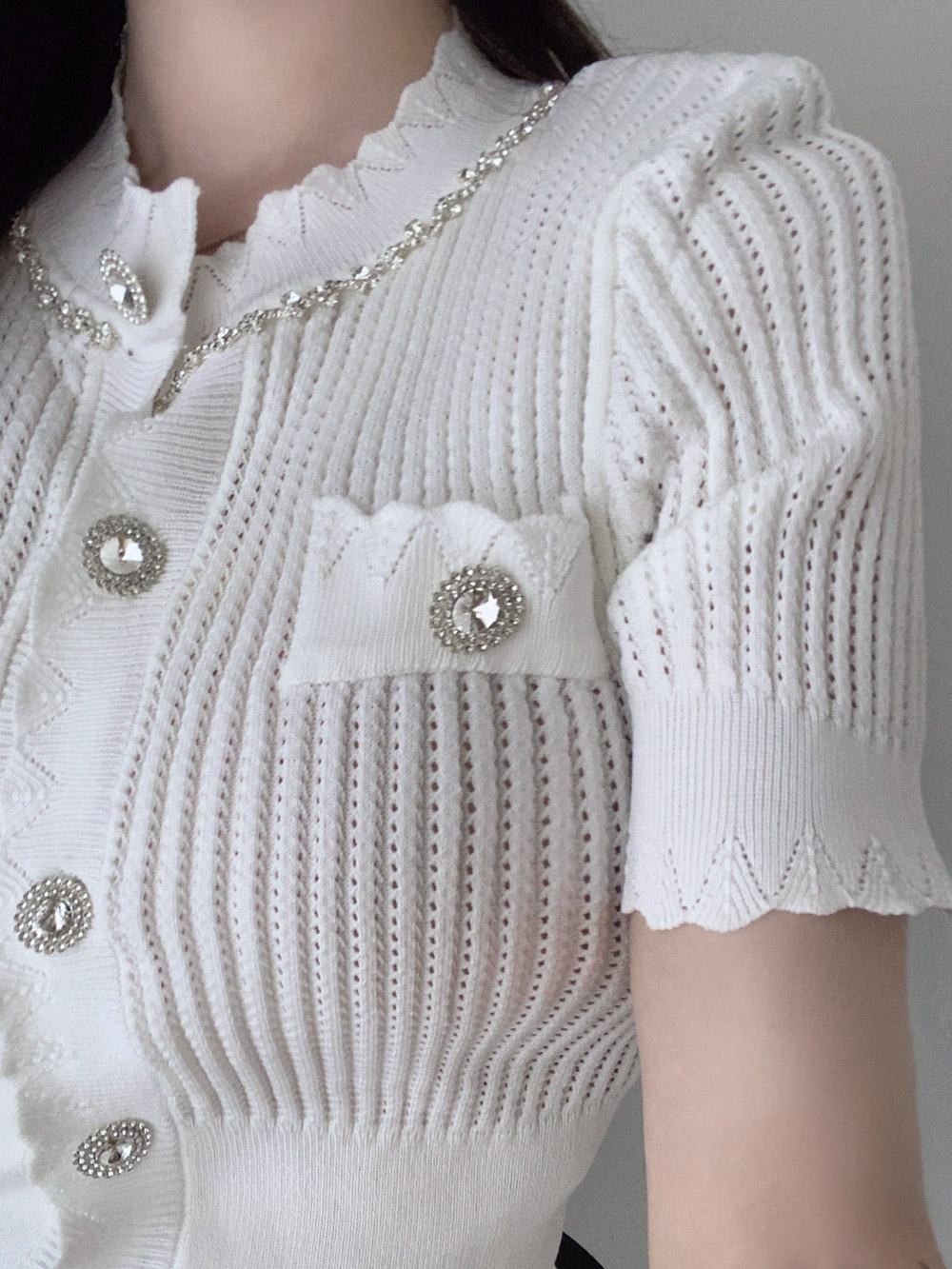 ビジュー半袖ニットカーディガン | 詳細画像9