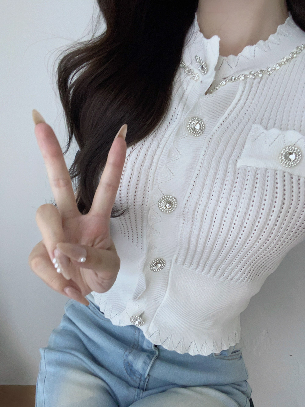 ビジュー半袖ニットカーディガン | 詳細画像11