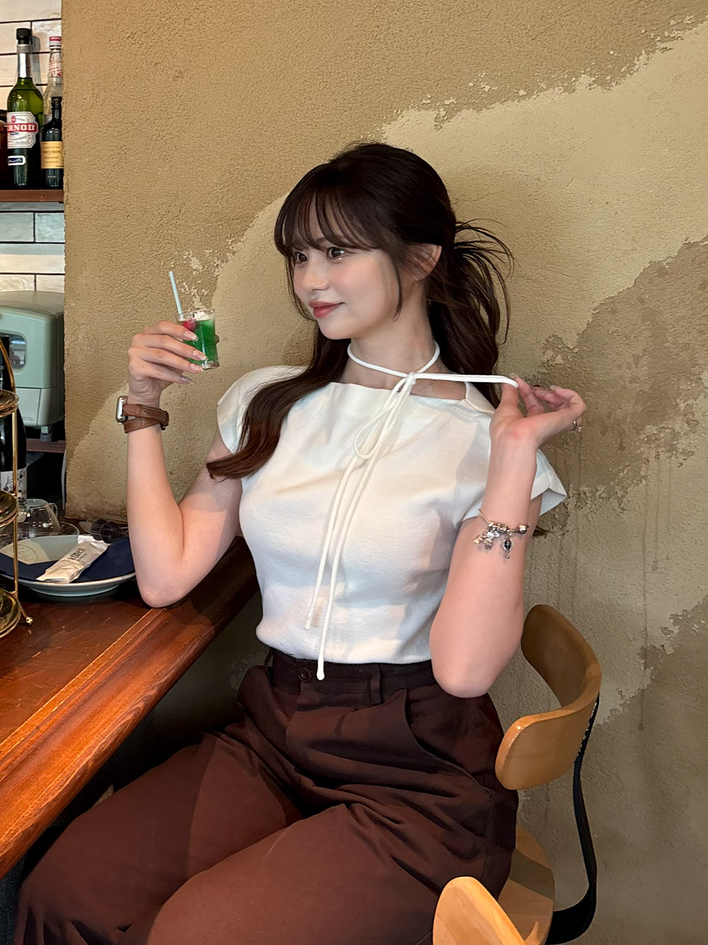 ストラップ付ボートネックフレンチニット | 詳細画像5