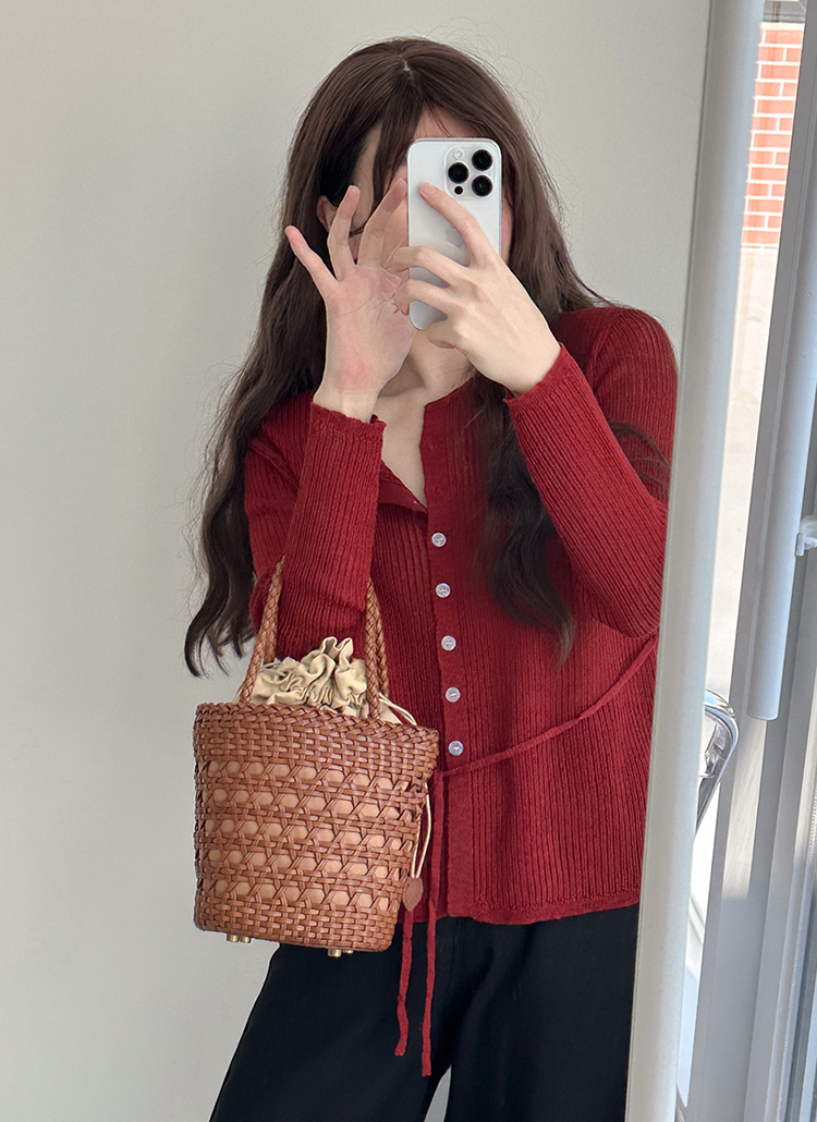 【リネン混／美品✨️】Drawer コットンリネンカーディガン リボンベルト 麻 リネンコットン ショールカラーニットカーディガン（ニット