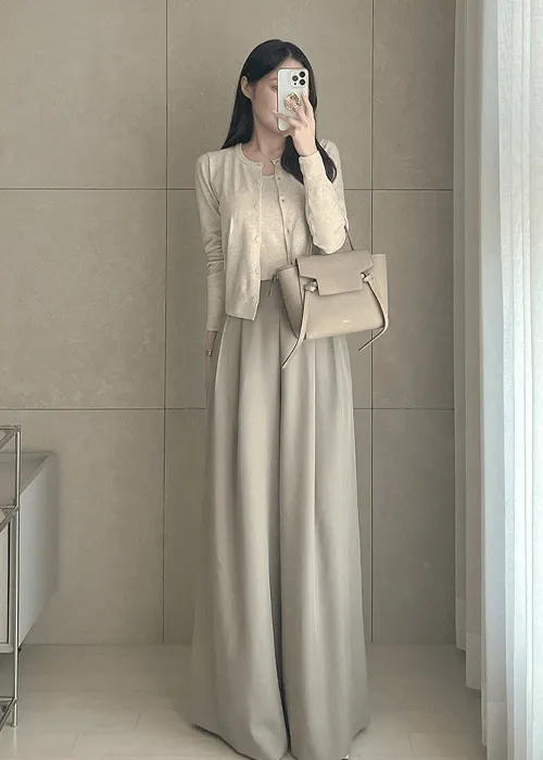 ジップアップツータックワイドスラックスパンツ | mimood | 詳細画像1