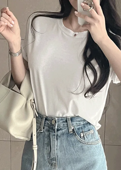 ソフト半袖ラウンドネックTシャツ | mimood | 詳細画像1