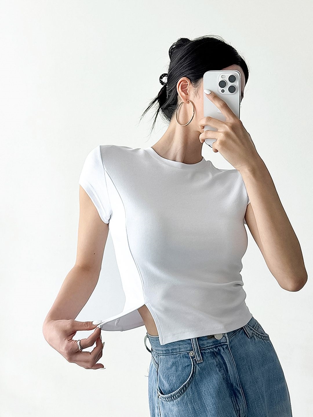 スリットスリム半袖Tシャツ | 詳細画像7