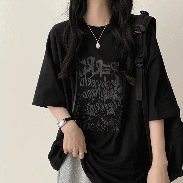 半袖ボクシーラウンドネックロゴTシャツ | hijjoo | 詳細画像1