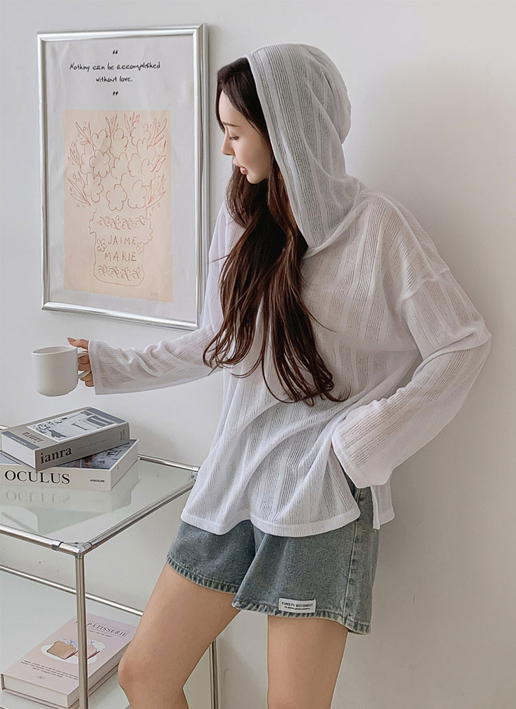 dolce ホワイト フード付き　シースルーパーカー maison de Dolceホワイト フード付き シースルーパーカー