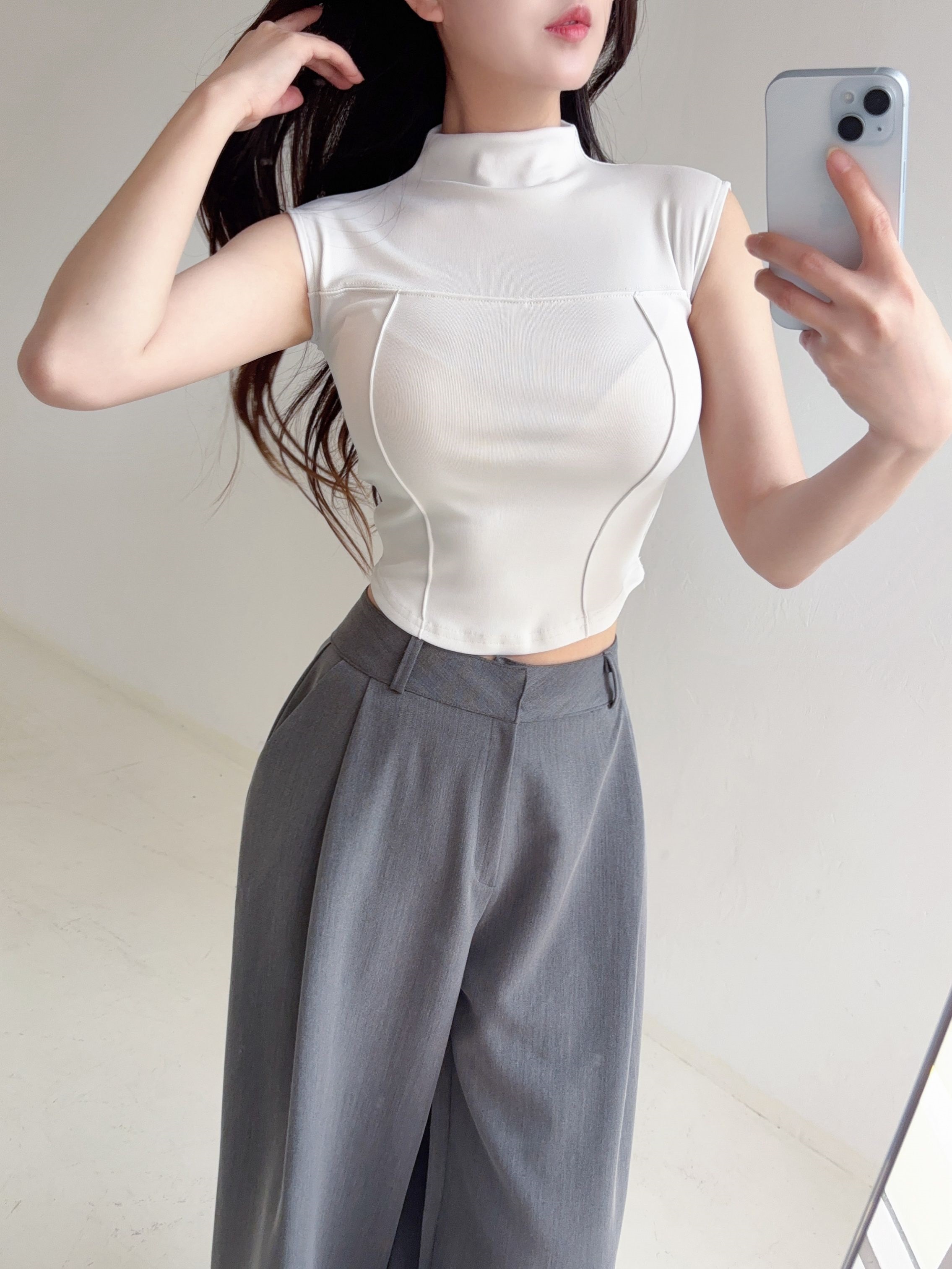 ハーフネッククロップドスリムノースリーブ | 詳細画像8