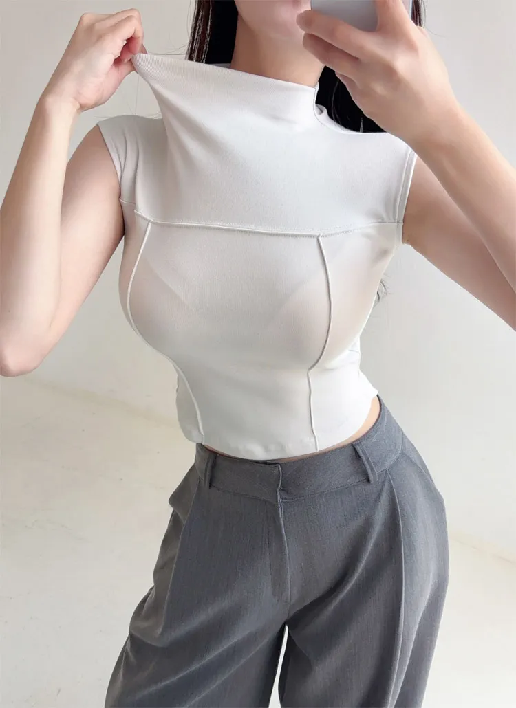 ハーフネッククロップドスリムノースリーブ | 詳細画像1