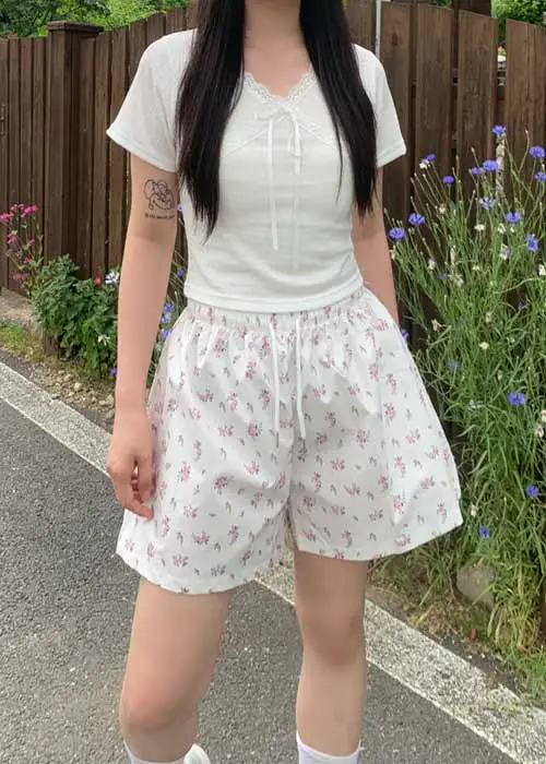 リボンクロップドレースTシャツ | blackpacker | 詳細画像1