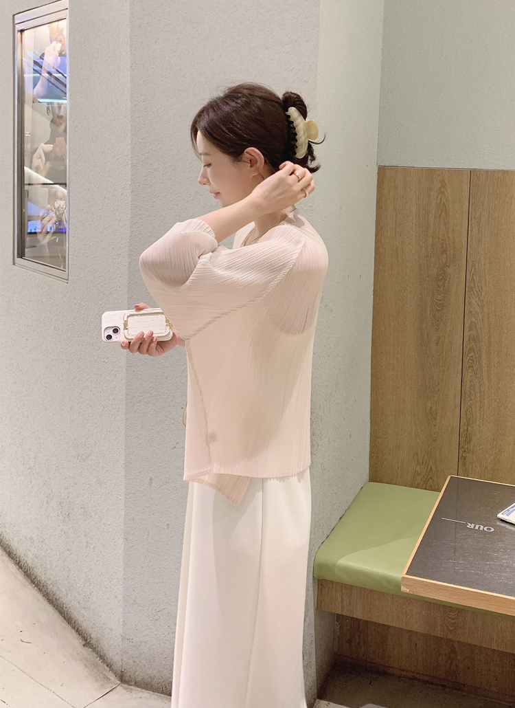 【極美品】プリーツプリーズ ラウンドネック カーディガン ブラウン Lサイズ 極美品】プリーツプリーズ ラウンドネック カーディガン