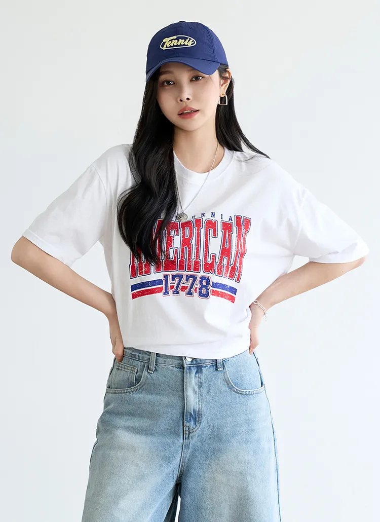 クロップドラウンドネックプリントTシャツ | pippin | 詳細画像1