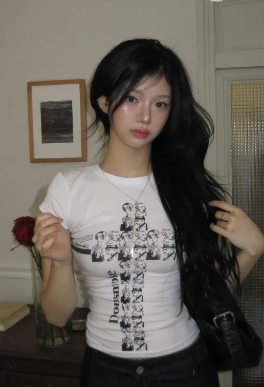 コットンスリム半袖レタリングTシャツ | MODIMOOD | 詳細画像1