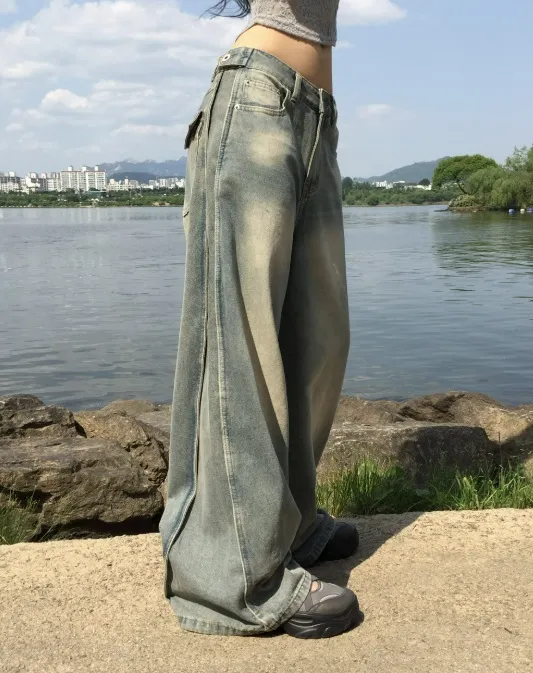 ツータックラインウォッシングワイドデニムパンツ | MODIMOOD | 詳細画像1
