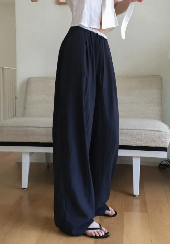 クールウエストゴムワイドドローストリング配色パンツ | MODIMOOD | 詳細画像1