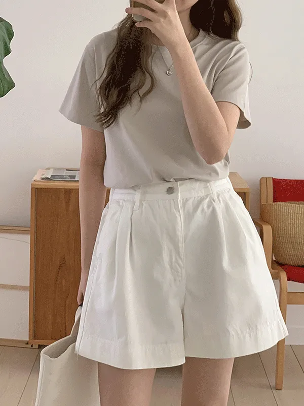 コットンバックゴムツータックショートパンツ | lindashop | 詳細画像1