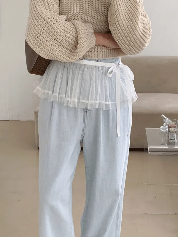シースルーフリルレイヤードラップレーススカート | lindashop | 詳細画像1
