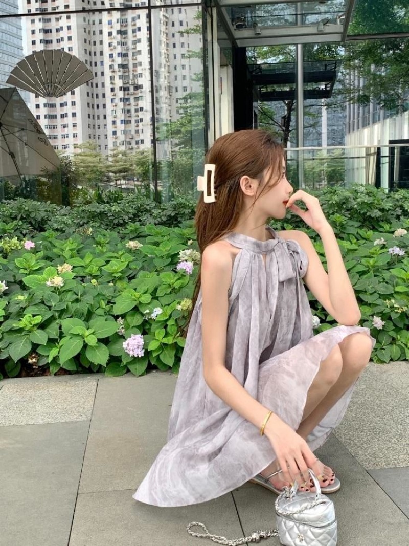 ベルト付シフォンホルターネックミニ花柄ワンピース | 詳細画像6