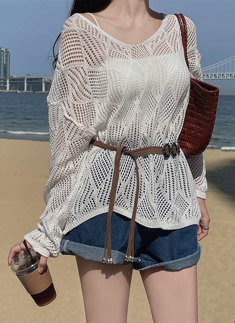 ベルト付カップ付ニットシースルールーズパンチング3 SETニットタンク