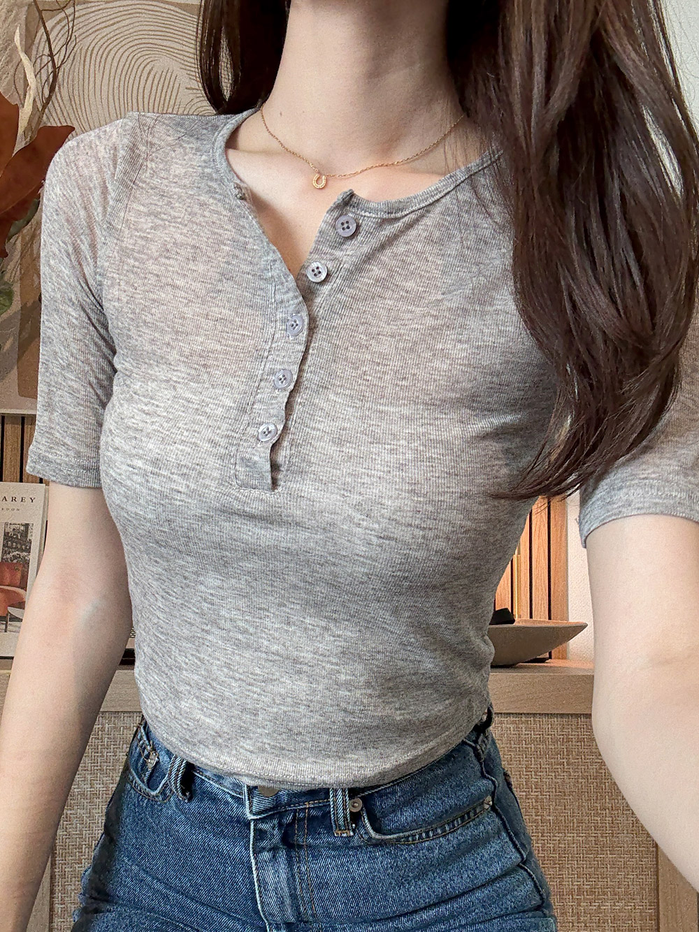 フロントボタン半袖シアートップス | 詳細画像4