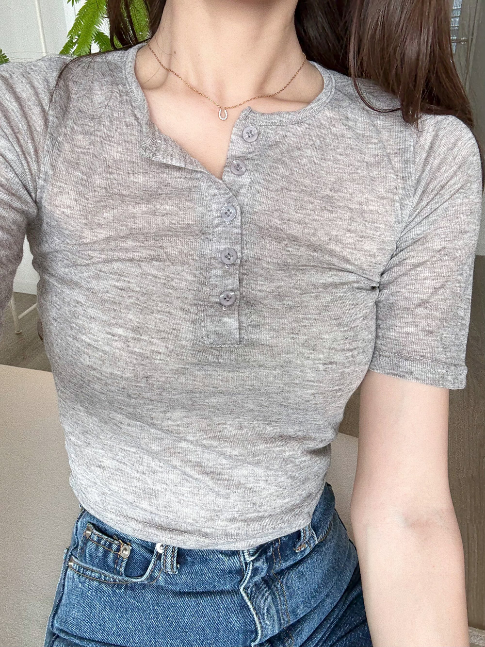 フロントボタン半袖シアートップス | 詳細画像9