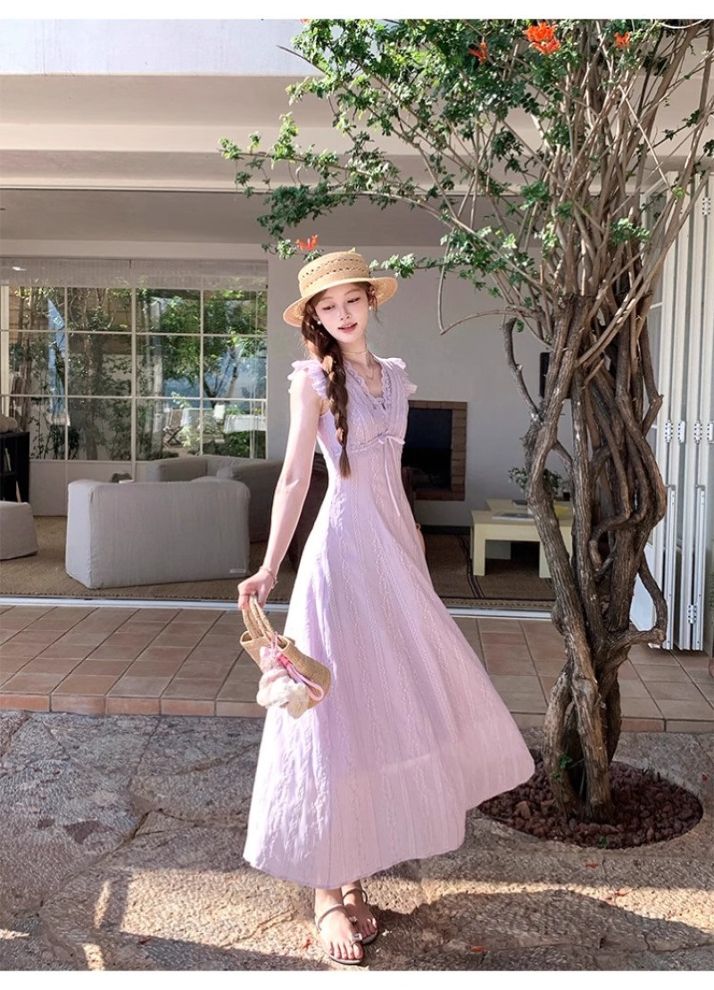 キャップスリーブ花柄刺繍レースワンピース | 詳細画像9