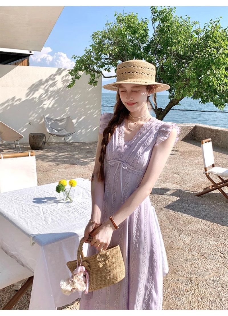 キャップスリーブ花柄刺繍レースワンピース | 詳細画像16