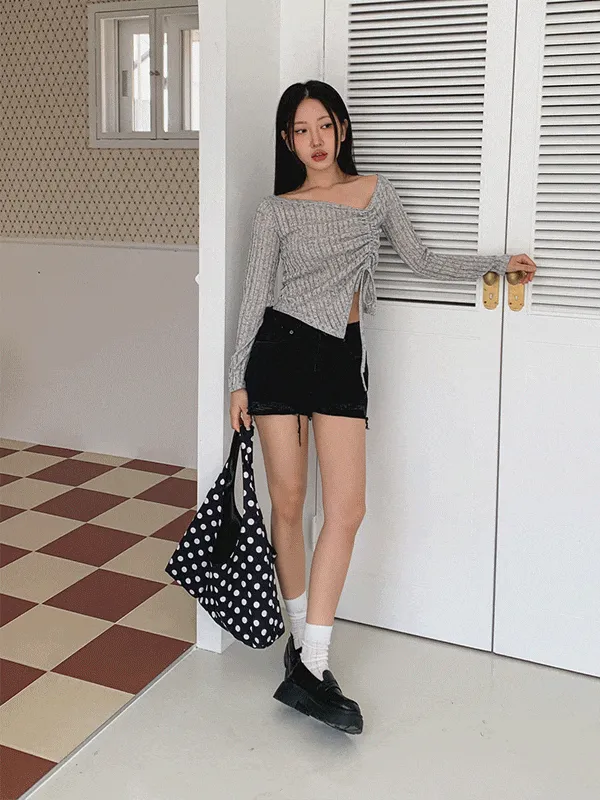 ビンテージダメージショートデニムパンツ | chicblack | 詳細画像1