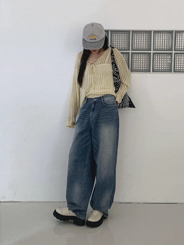バルーンウォッシングワイドデニムパンツ | chicblack | 詳細画像1