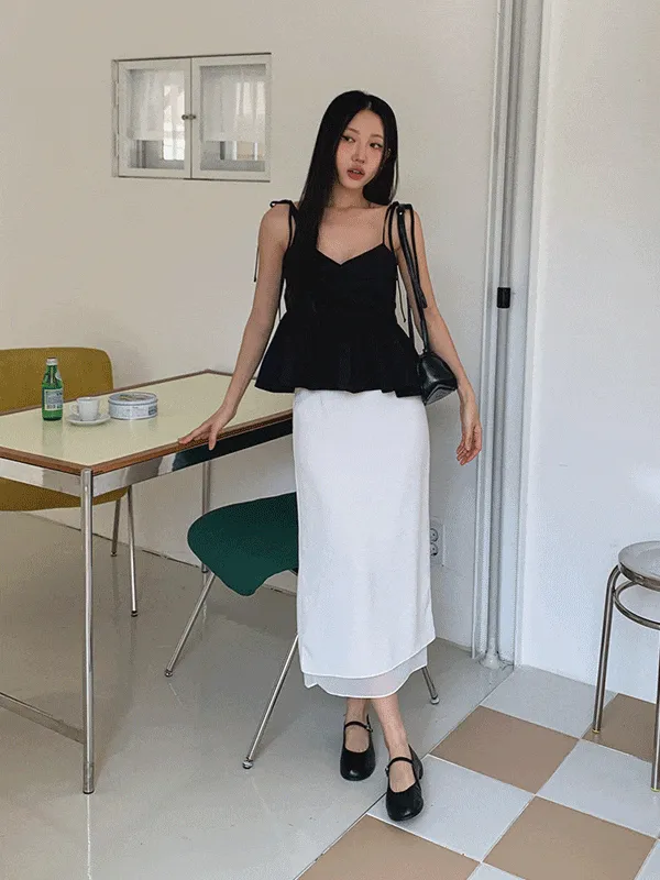 レースツータックレイヤード風ロングスカート | chicblack | 詳細画像1