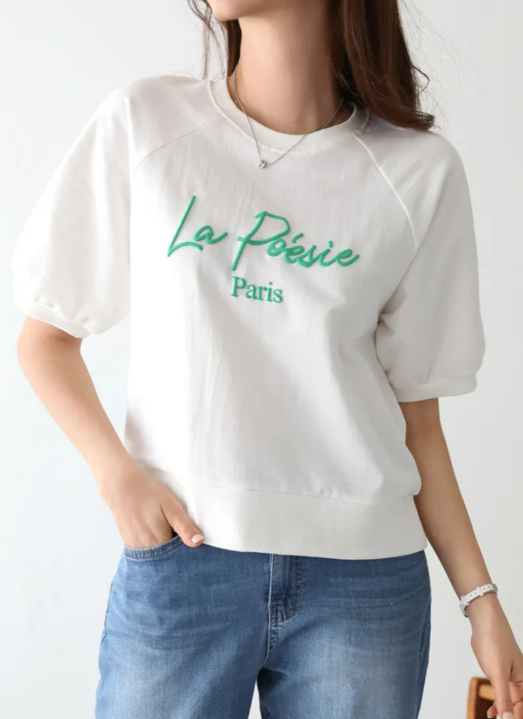 パフスリーブラウンドネックプリントTシャツ | pippin | 詳細画像1