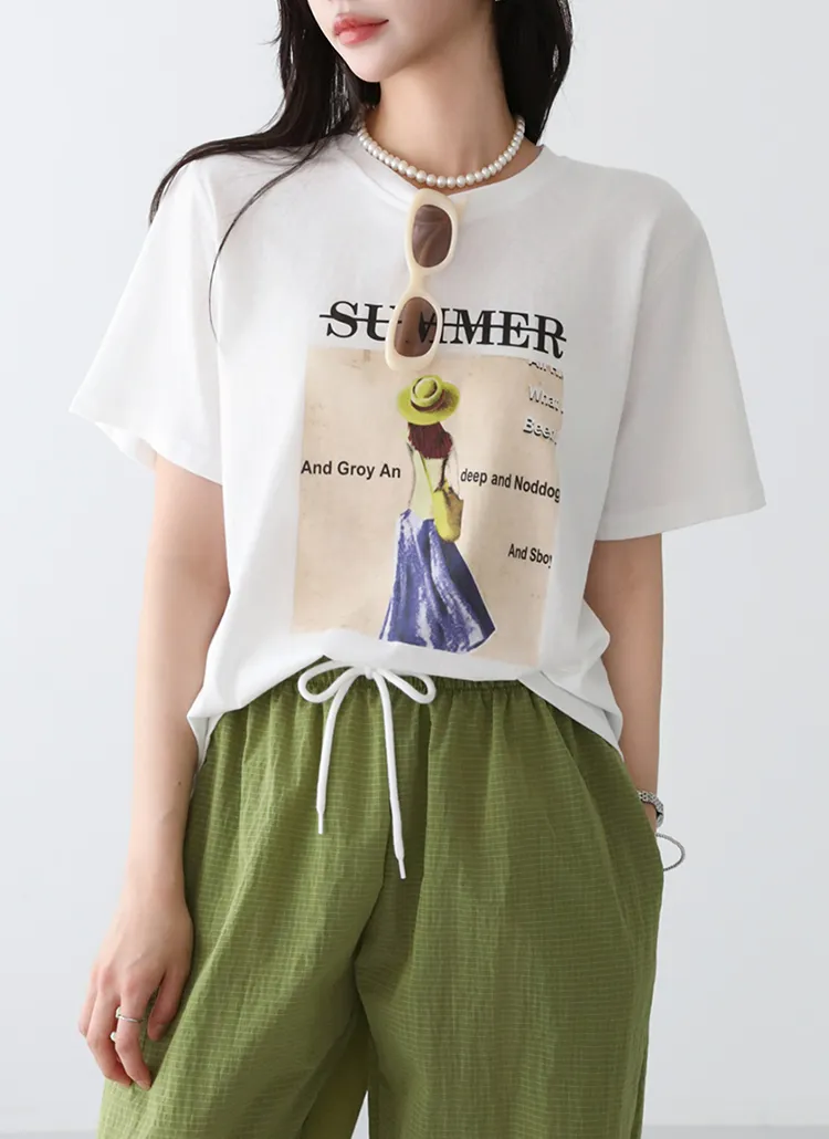 ラウンドネックプリントTシャツ | pippin | 詳細画像1