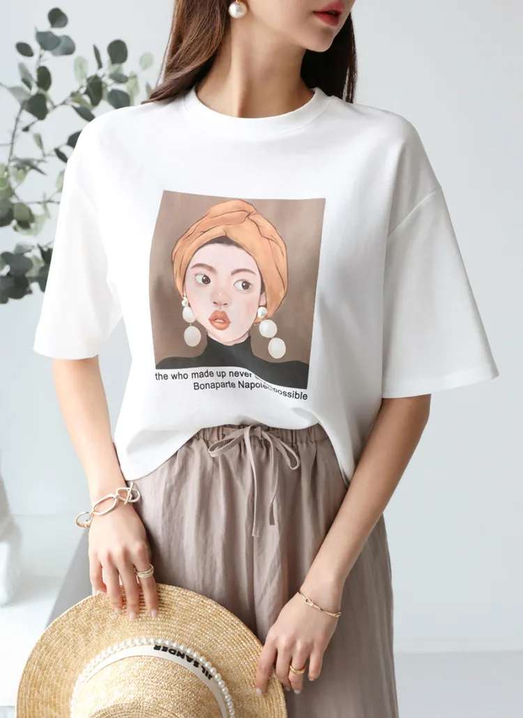 ラウンドネックプリントTシャツ | pippin | 詳細画像1
