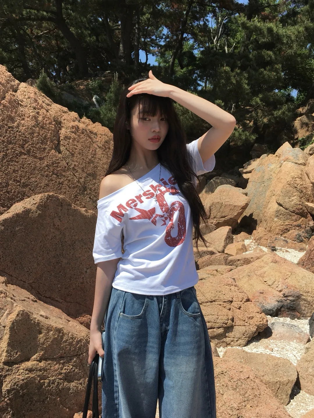 ワンショルダールーズプリントTシャツ | anyonemore | 詳細画像1