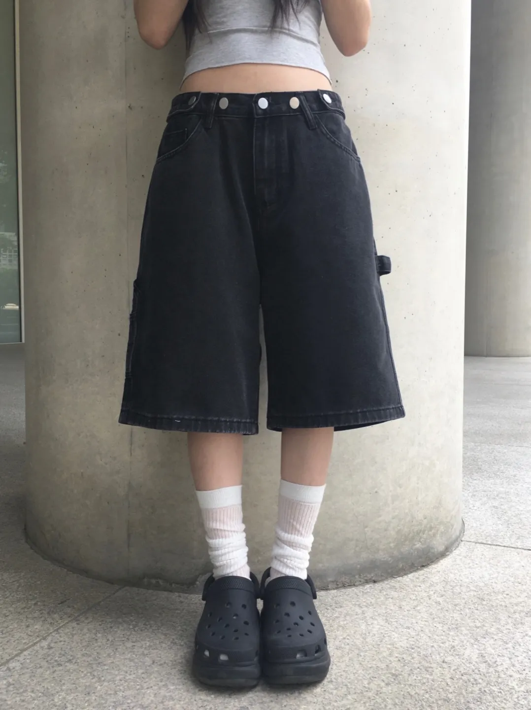 デニムアジャストバミューダカーペンターAラインショートパンツ | anyonemore | 詳細画像1
