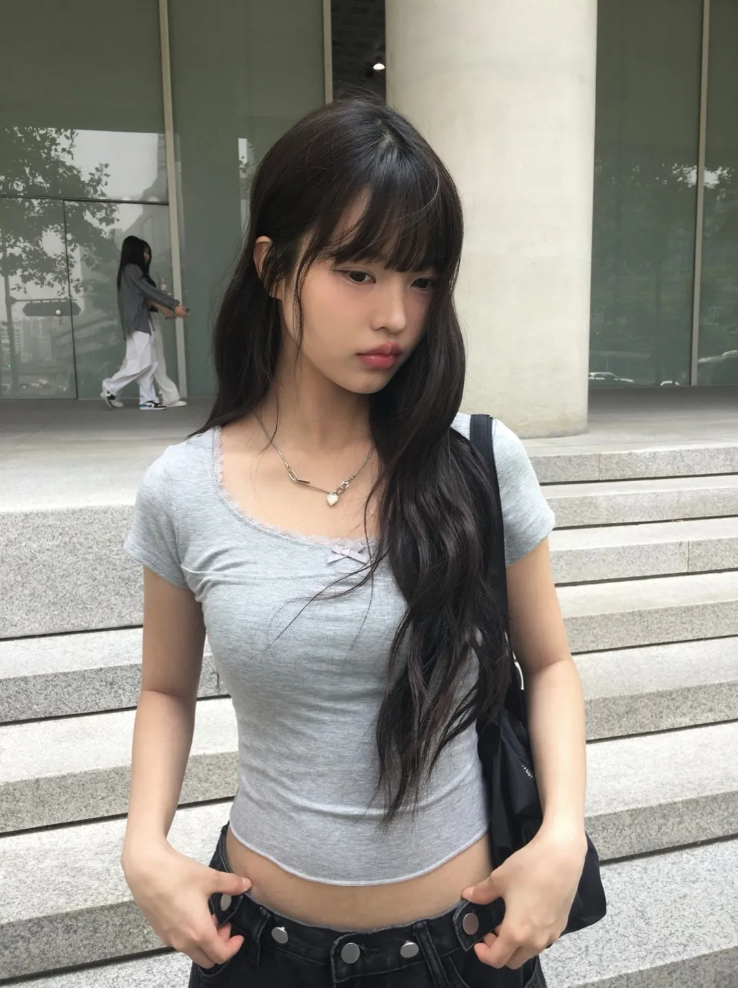 リボンメロウクロップドスリムTシャツ | anyonemore | 詳細画像1