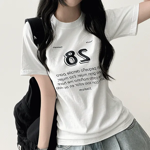 ラウンドネック半袖プリントTシャツ | hijjoo | 詳細画像1