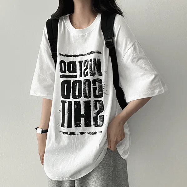ラウンドネックボクシー半袖プリントTシャツ | hijjoo | 詳細画像1