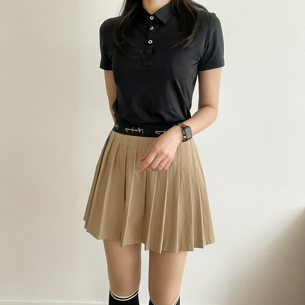 ストレッチプリーツウエストゴムミニセットアップスカート