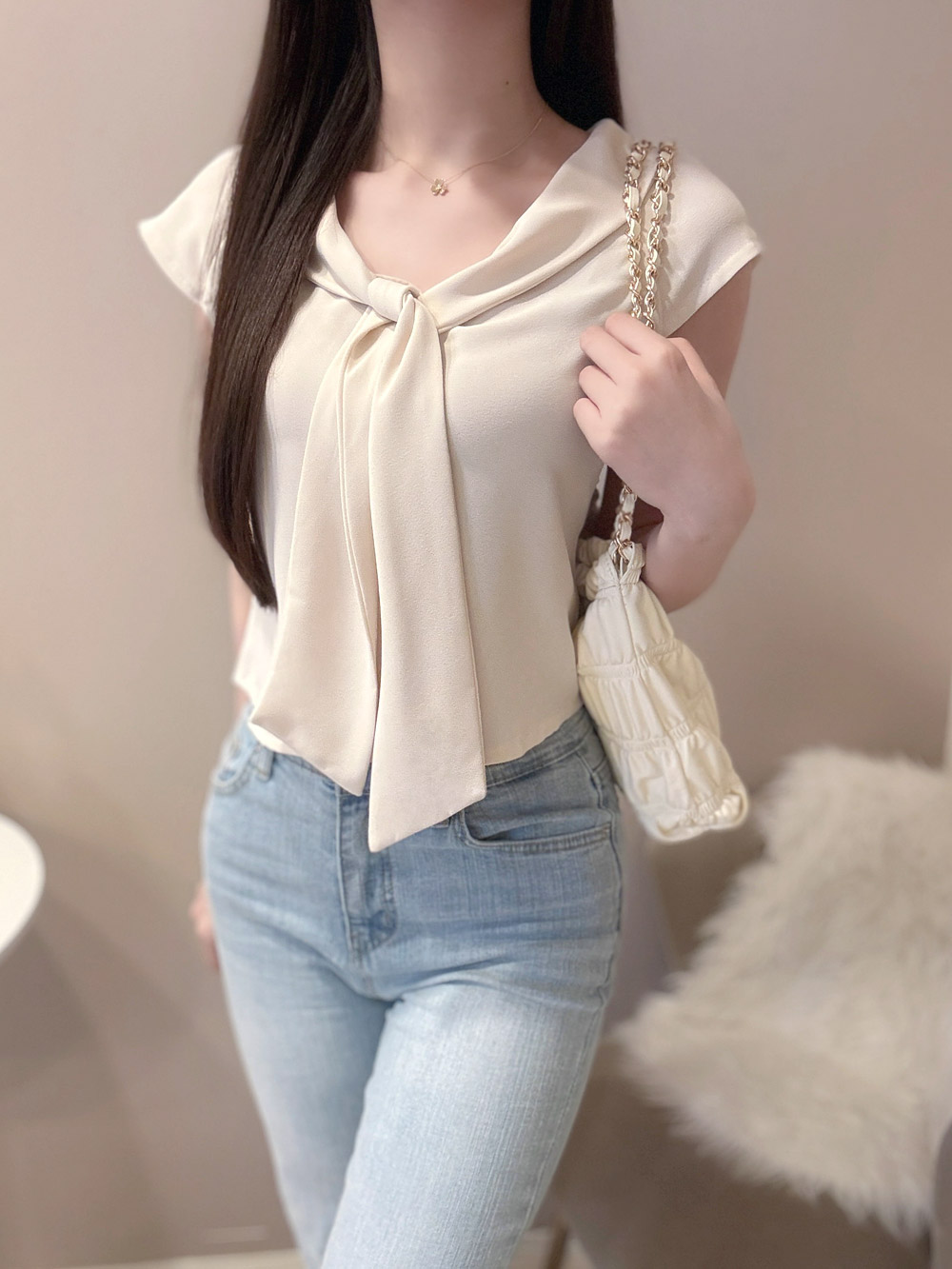 ボウタイ半袖ブラウス | 詳細画像3