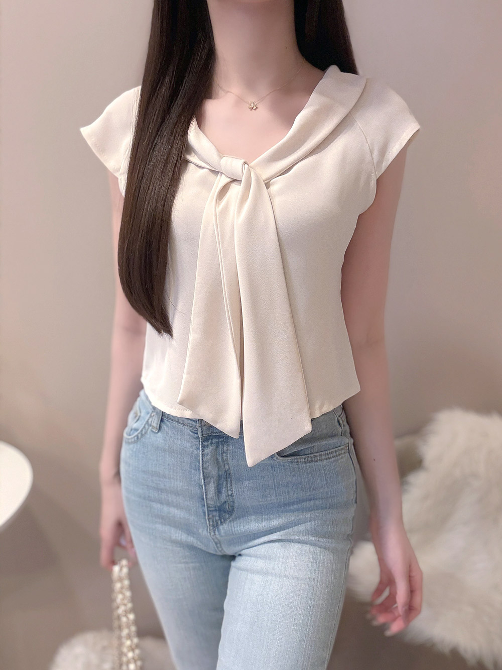 ボウタイ半袖ブラウス | 詳細画像4
