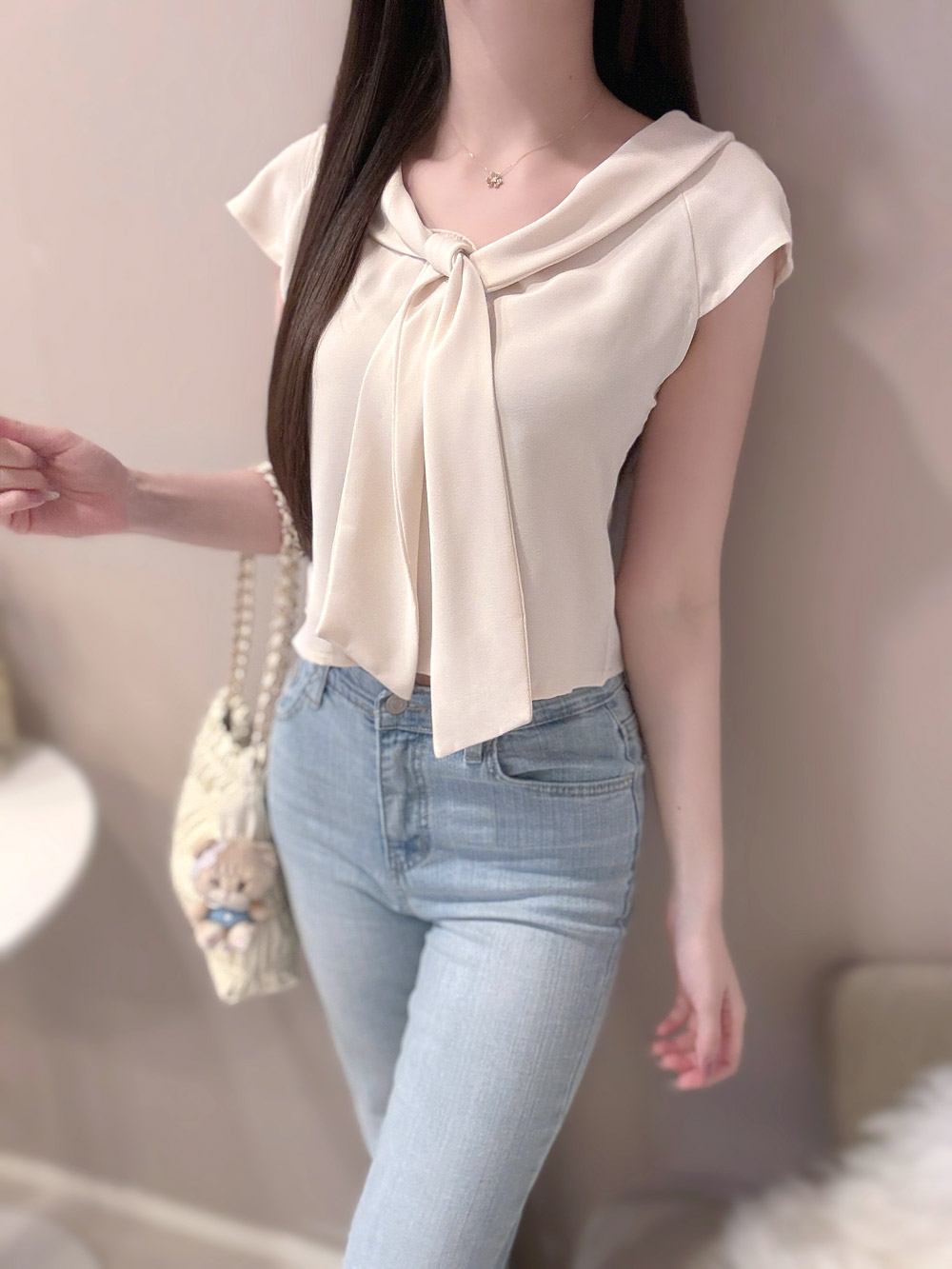 ボウタイ半袖ブラウス | 詳細画像7