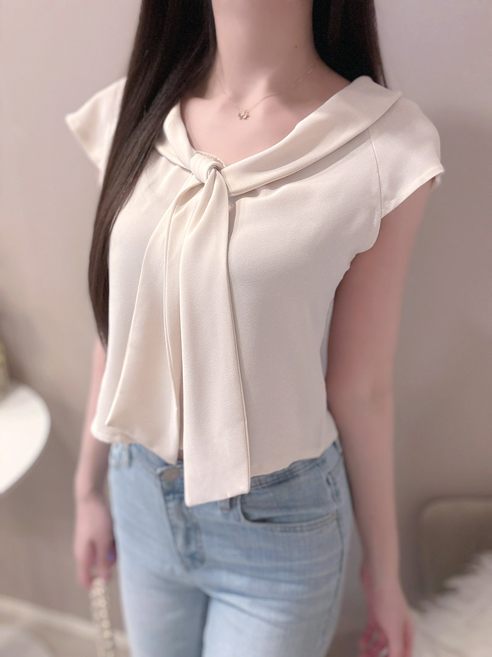 ボウタイ半袖ブラウス | 詳細画像9