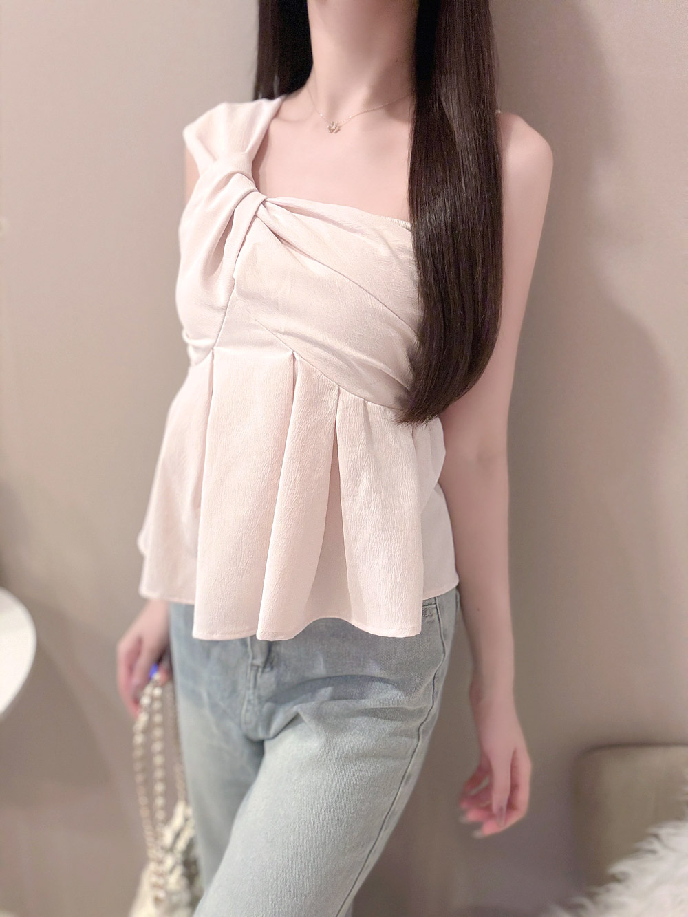 アシメツイストペプラムノースリーブブラウス | 詳細画像5