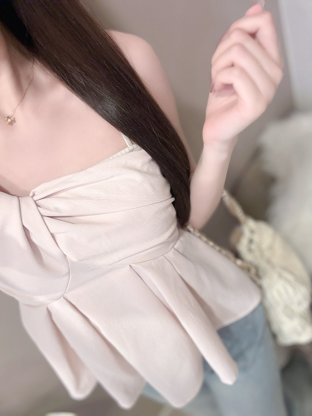 アシメツイストペプラムノースリーブブラウス | 詳細画像6