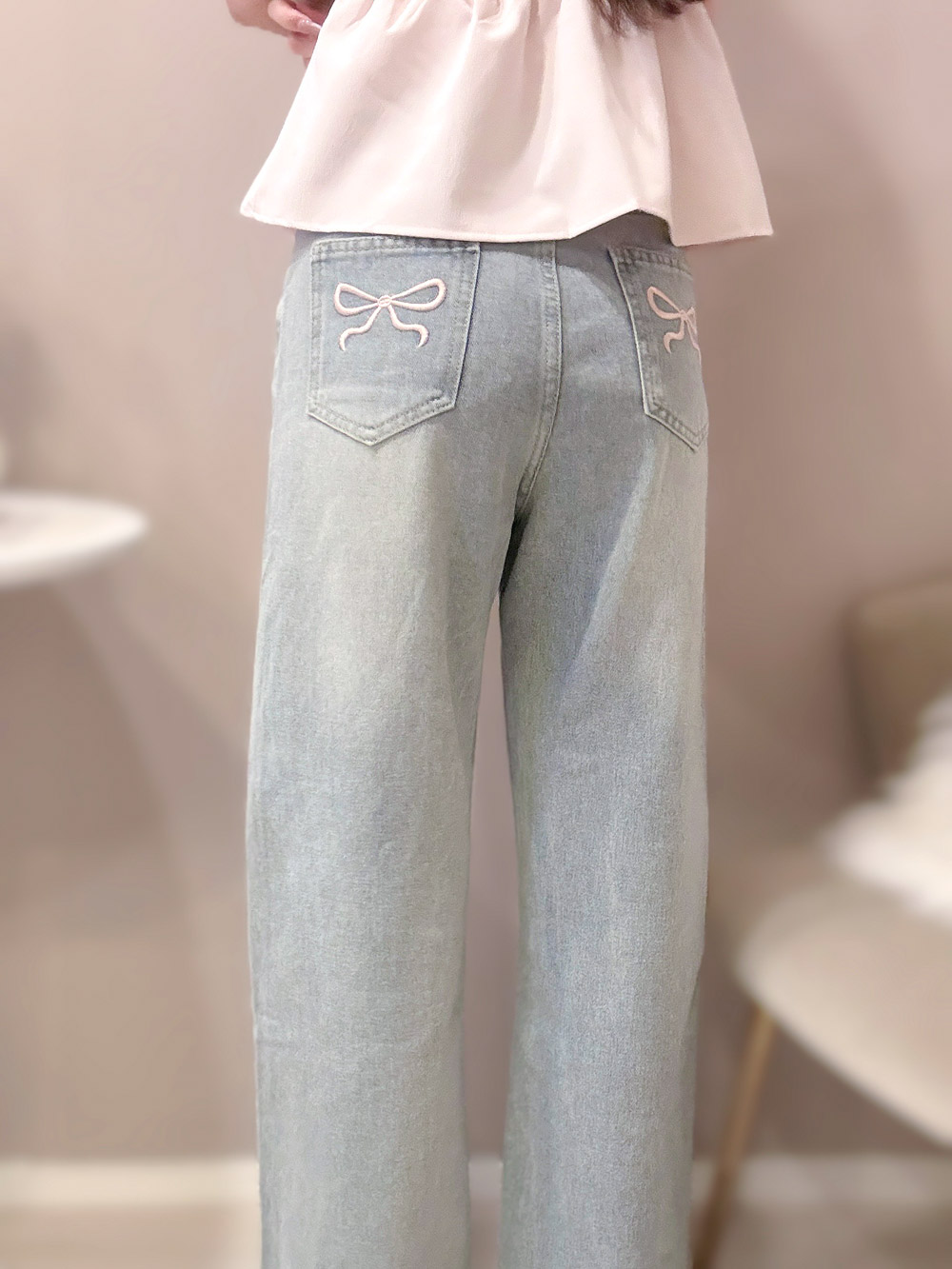 バックポケットリボン刺繍デニムパンツ | 詳細画像3